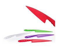Dcasa Pack 4 Cuchillo pastelero 4/c plástico 29 x 6 x 1 cm blanco, verde, rojo y morado.