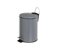 Dcasa Papelera de baño gris mate metal de 3 Litros con pedal y asa, cubo extraíble para cuarto de baño, cocina o escritorio