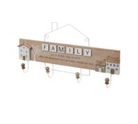 Dcasa Percha con 4 colgadores natural de madera y metal de 45x25 cm