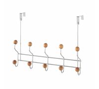 Dcasa Percha de baño para puerta plateada de metal con 10 colgadores nórdicade 40x30 cm