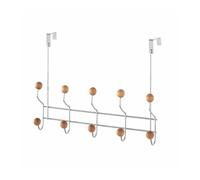 Dcasa Percha de baño para puerta plateada de metal con 10 colgadores nórdicade 40x30 cm