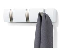 Dcasa Percha de pared flip blanco alamo, 3 Ganchos plegable