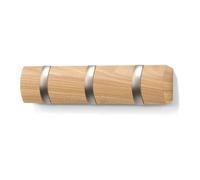 Dcasa Perchero de pared flip madera natural alamo, 3 Ganchos plegable