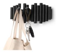 Dcasa Perchero de Pared Picket con 5 ganchos extraíbles, Negro