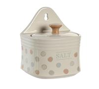 Dcasa Salero de cocina moderno beige topitos de gres con tapa