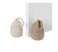 Dcasa Set 2 tope de puerta bola cuerda trenzado beige y marrón