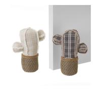 Dcasa Set 2 tope puerta original cactus de tela arena de 23x10x28 cm