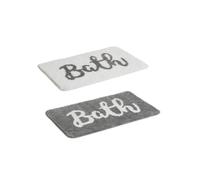 Dcasa Set de 2 alfombras de baño de Bath blanco y gris de tela de microfibra de 40x60 cm