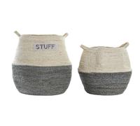 Dcasa Set de 2 cesta de fibra maiz natural y gris con asas