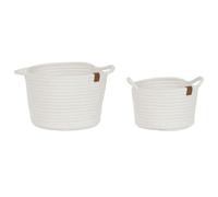 Dcasa Set de 2 cesta redonda de algodon con asas blanco