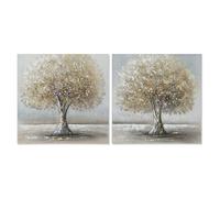 Dcasa Set de 2 cuadro de arboles sobre lienzo marco de madera de 50x50 cm