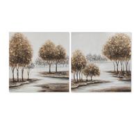 Dcasa Set de 2 cuadro de arboles sobre lienzo marco de madera de 80x80 cm