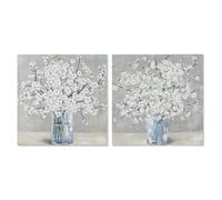 Dcasa Set de 2 cuadro de florero sobre lienzo marco de madera de 80x80 cm