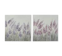 Dcasa Set de 2 cuadro de lavanda sobre lienzo marco de madera de 60x60 cm