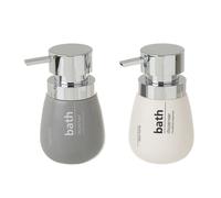 Dcasa Set de 2 dispensadores de baño de cerámica en blanco y gris de 11x8x14 cm
