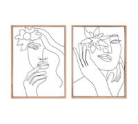 Dcasa Set de 2 Lienzo mujer escandinavo 60x80 cm