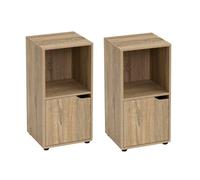 Dcasa Set de 2 mesillas de noche con 1 puerta de madera DM de 30x29x61 cm
