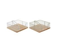 Dcasa Set de 2 Servilletero urban metal rubberwood de 18x18x7 cm