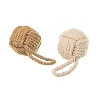 Dcasa Set de 2 topes de puerta bola naturales de cuerda y gravilla de Ø 15x15 cm