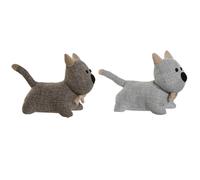 Dcasa Set de 2 topes de puerta de gato de tela de algodon y gravilla marron y gris de 19x14x20 cm
