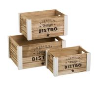 Dcasa Set de 3 caja organizadoras vintage de madera de paulonia natural para decoracion