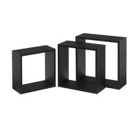 Dcasa Set de 3 estantes cubo grandes de madera MDF negro contemporáneo