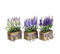 Dcasa Set de 3 plantas artificiales de Lavanda de tela lila de 11x7x19 cm