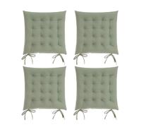 Dcasa Set de 4 cojines acolchados para silla verdes de antelina de 40x40 cm