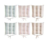 Dcasa Set de 6 cojines acolchados para silla rayas colores de algodon de 40x40 cm