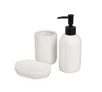 Dcasa Set de accesorios de baño 3 piezas de dispensador portacepillos y jabonera de cerámica blanco