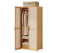 Dcbdx Armario de 2/3/4/5 Puertas de Ratán con Barra de Colgar y Estantes, Gran Capacidad Madera Armario Ropero, Moderno Perchero de Pasillo,2 Door
