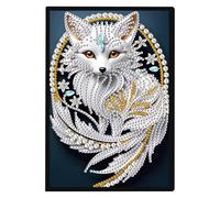 DCIDBEI Pintura de Diamantes Cuaderno A5 Hojas Blancas Pintura por Números Diario para Adultos Cuaderno de Viaje Pintura de Diamantes Regalos Cuadernos Bonitos A5 Diario Libro Atrapasueños de Zorro