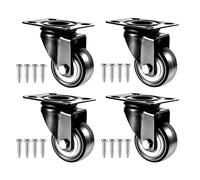 DDGBZYIV Ruedas Giratorias con Placa de 40 Mm, Juego de 4, Ruedas para Muebles de Alta Resistencia con Freno, Ruedas Silenciosas de Poliuretano (PU), Negras