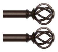 de 2 Piezas Barra Cortinas Bronce 80 a 218cm, 22 mm de Diámetro Barra de Cortinas Extensibles, Barras de Cortinas Juego Ajustable con Remates Florales para Dormitorio y Habitación