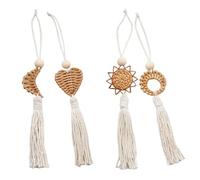 De 4 Colgantes de Fibra Natural para Colgar en la Pared Tejidos a Mano, Decoraciones con borlas de algodón para Sala de Estar, Adornos estéticos, Adornos Colgantes de Tejido de Fibra Natural