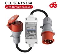 dé Adaptador CEE de 32a 16A con disyuntor, 3 fases, 400V, 5 polos, alta corriente, clase de protección IP44 CEE 32A to 16A 75cm