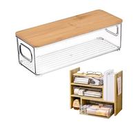 de almacenamiento transparente, 11,3 x 7,6 x 6,3 pulgadas Wooden Kitchen Bin, Stackable Space Saver, Multi-Use Design, Medium Size, Ideal para y documento