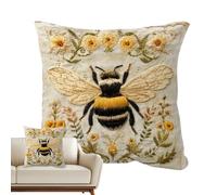 de almohada bordada de imitación de | Fundas de almohada para | Funda de almohada de 45 x 45 cm, diseño de abeja para inquilinos, dormitorio, sala de estar, estudio, cama, coche