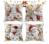 de almohada de Navidad, 4 piezas, de almohada cuadrada suave de | Fundas de cojín para sofá, cama, silla, coche, sala de estar, hogar, dormitorio, fiesta