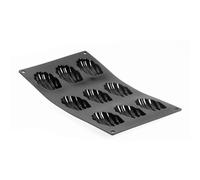 De Buyer, MOLDE SILICONA MOUL FLEX-9 MAGDALENAS-17,5X30CM-6,8X4,5X1,8CM-NEGRO-Placa negra-1966.01