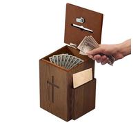 de donación de caridad, contenedor de ofrendas de madera, organizador de almacenamiento de colección de fondos con temática cruzada, diseño de de estación de donación religiosa
