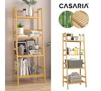 de estanterías Casaria, de estanterías para baño, Bambú, 4 Niveles, 123X48X32Cm, de estanterías para hogar, de estanterías para sótano, de estanterías de madera, Sótano, Cocina, Baño