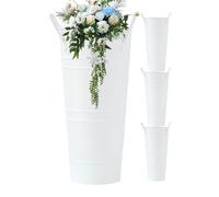 De Flores De Metal Rústico - Conjunto De 4 Jarrones De 30 Cm De Alto, Contenedores De Decoración De Granja, Centros De Mesa De Boda | Soportes De Estilo Vintage Para Arreglos Florales Secos En