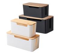 de gestión de cables, 2 cables ocultos, recortes de cables | Tapa de madera para decoración del hogar, sala de estar, oficina, regletas de alimentación, cables de TV, cables de datos