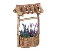 de jardín , madera, 43 x 25 x 18 cm, , decorativa, tejado , forma , recipiente para plantas en jardín, y estanque, decoración exterior, macetero, adorno decorativo, Relaxdays