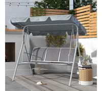 de jardín Outsunny de 3 plazas con techo de inclinación ajustable, asiento y respaldo ergonómicos, acero textil