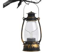 de jardín vintage de bronce, luces colgantes a pilas, velas falsas con llama parpadeante o luces LED con cable, decoración de mesa para Halloween, interior y exterior, farol LED vintage.Farole