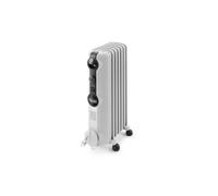 De'Longhi Radia S - Radiador de Aceite para Estancias de Hasta 45 m³, Calefactor Eléctrico con Termostato de Seguridad, 7 Aletas, Función Antiheladas, Portátil, 1500W, Blanco (TRRS0715)