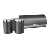 Briebe Panera de mesa BB1161 + 3 botes cocina acero inoxidable con tapa, gris