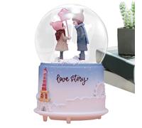 de música con Forma de Globo de Nieve: de San Valentín, diseño de Bola Transparente iluminada, Escena de Pareja romántica y Brillante, función de melodía giratoria Suave, Elegante decorac